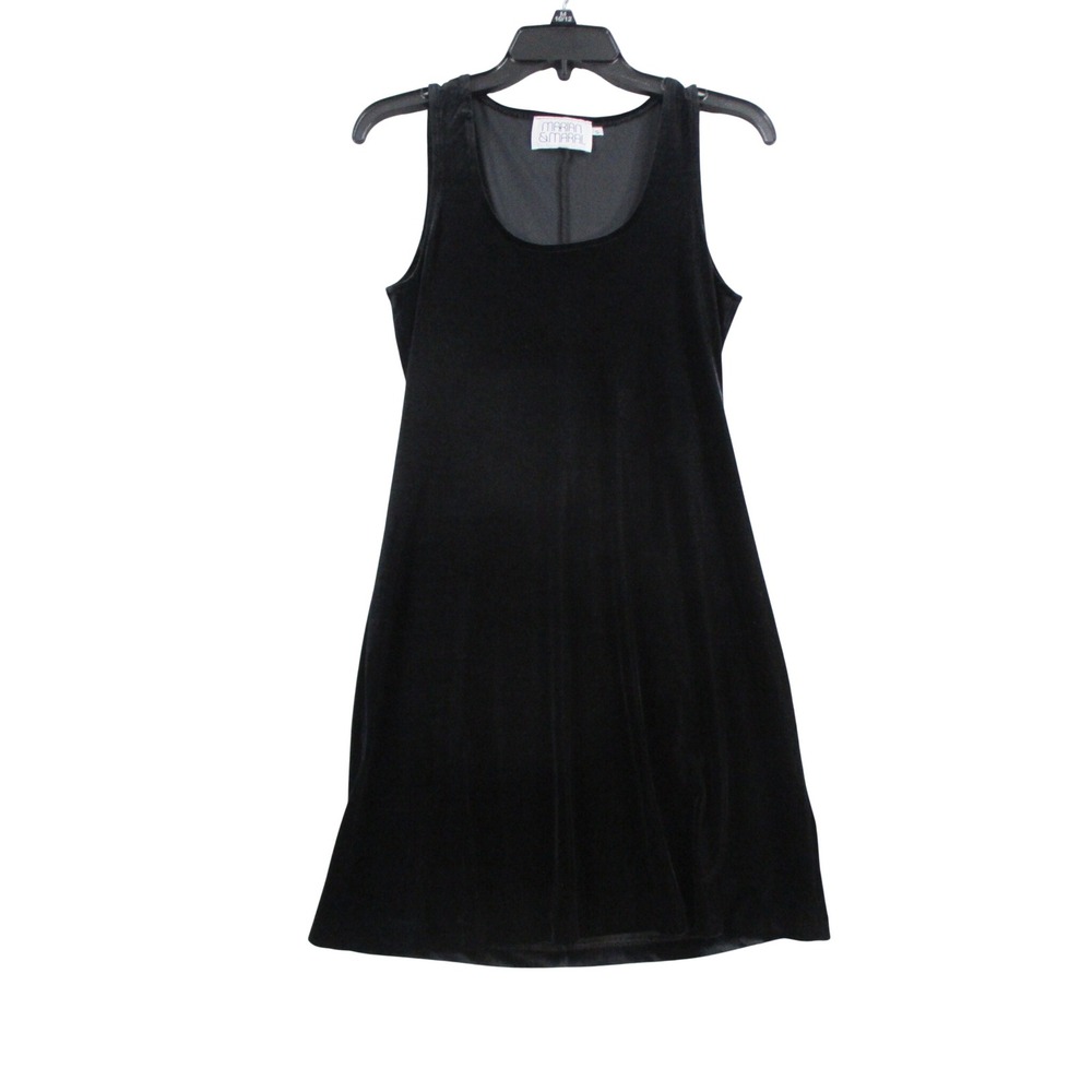 Marian &‎ Maral Womens Black Velvet Sleeveless Scoop Neck A-Line Shift Dress S